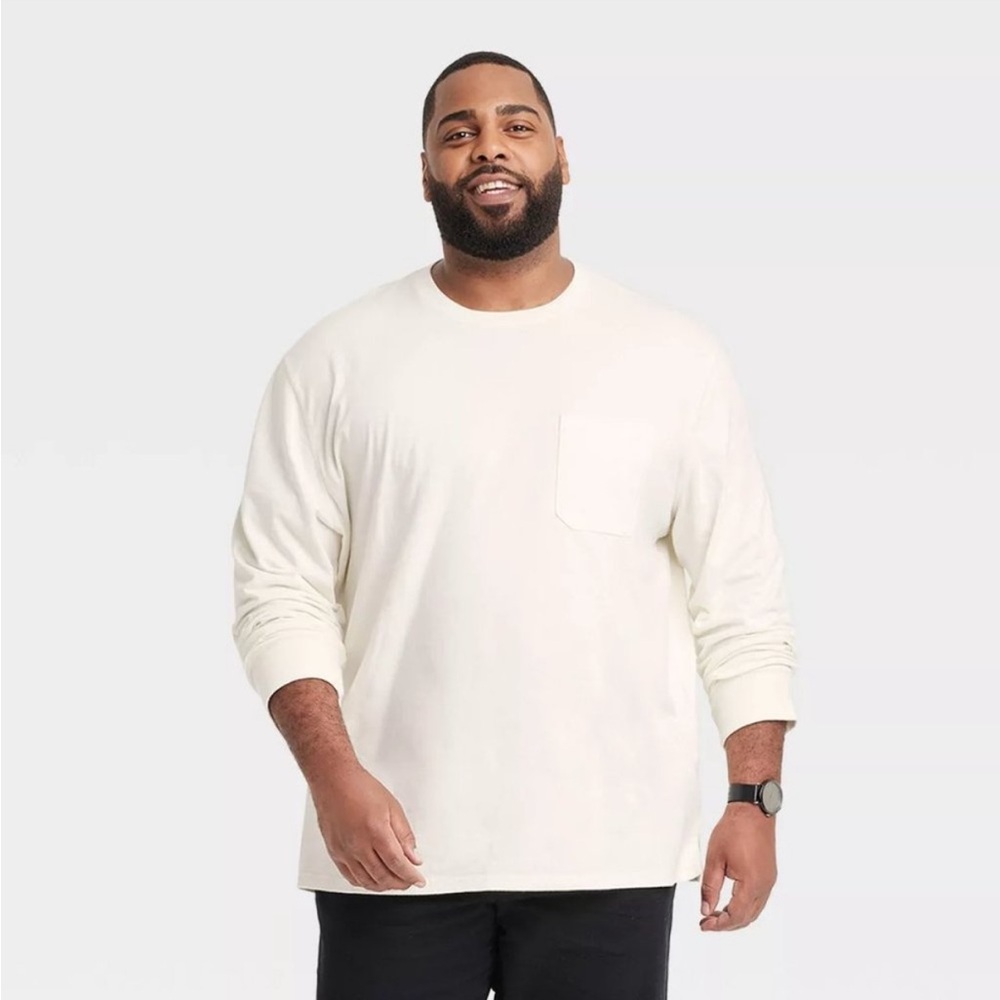 NEW! Men's Big & Tall Long Sleeve Pocket T-Shirt - Goodfellow & Co Size 5XL Tall